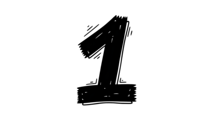 Hand Drawn Number One Marker Symbol PNG