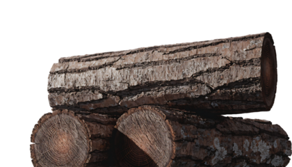 Stacked Logs over an isolated transparent background