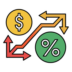 Obraz premium Visual representation of financial market fluctuations and economic growth with dollar and percentage