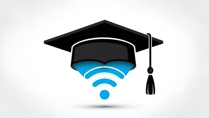Graduation Cap with Wi-Fi Symbol