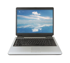 Laptop Displaying Serene Ocean View Background