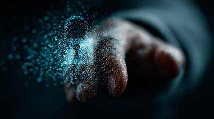 Unlock digital security with a glowing padlock emerging from a hand, symbolizing data protection and cyber defense innovation.
