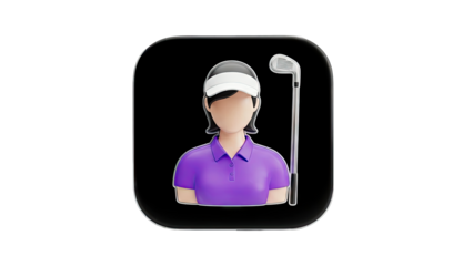 3D Icon of a Female Golfer with Golf Club