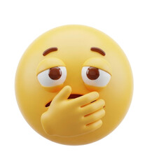Fototapeta premium 3d embarrassed emoji with hand covering mouth transparent background cutout png