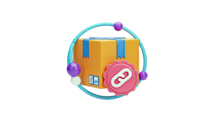 3D Package with Link Icon: Delivery Connection Concept