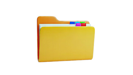 3D Rendered Folder with Tabs on White Background