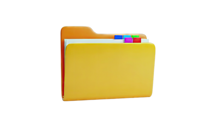 3D Rendered Folder with Tabs on White Background
