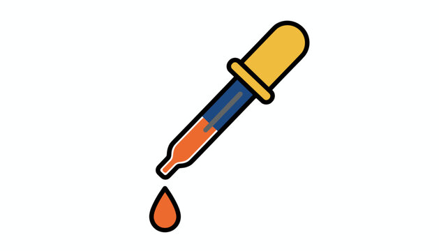 Pasteur pipette dropper with orange liquid isolated on white background medical analysis concept