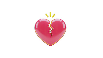 Broken Heart Icon with Golden Outline on White Background