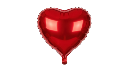 Shiny red heart balloon isolated PNG on transparent background, love and romance symbol for Valentine s Day and anniversary celebrations