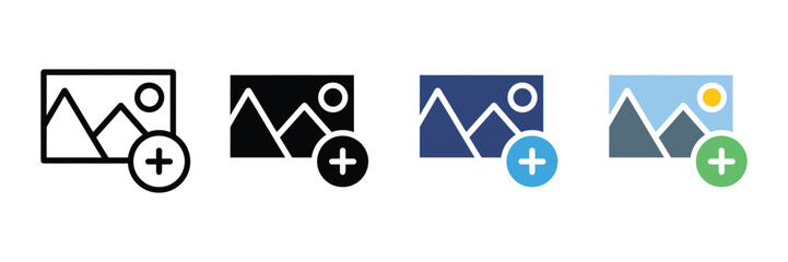 Add photos icon set. vector illustration. Insert image symbol. upload photo icon