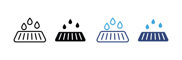 Manhole icon set. road drain symbol. 