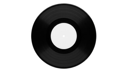 Black vinyl record isolated PNG, vintage music disc for DJ, audio recording, retro style, analog sound, musical instrument, on transparent background