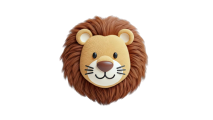 Cute 3D rendered lion face with fluffy mane