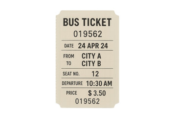 Bus ticket for journey between city a and city b