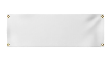 Blank vinyl banner with grommets isolated PNG, customizable advertising sign for events, promotions, and announcements on transparent background