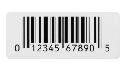 Realistic barcode PNG isolated on transparent background, product identification code for retail and inventory management