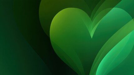Abstract design with seamless green shades blending into a central heart shape,