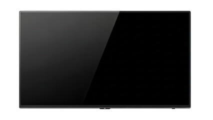 Black flat screen TV isolated PNG, modern television set for home entertainment and digital signage on transparent background