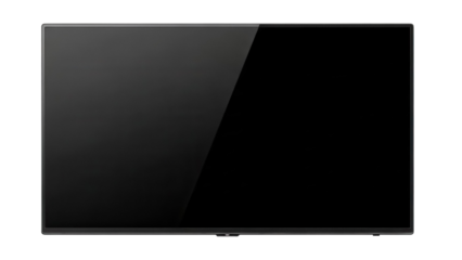 Black flat screen TV isolated PNG, modern television set for home entertainment and digital signage on transparent background