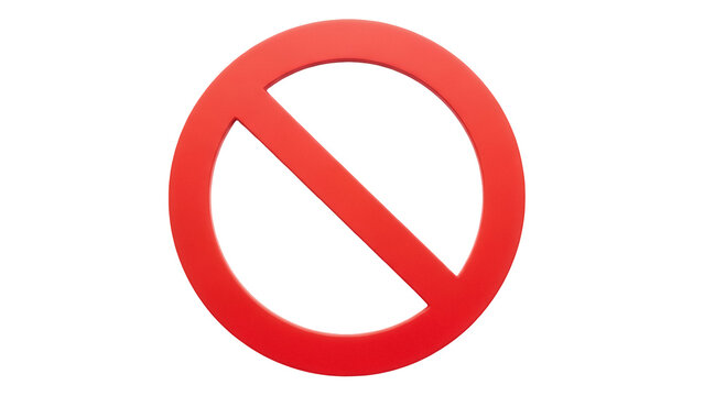 Red prohibition sign isolated PNG, no entry or forbidden symbol on transparent background, warning and restriction concept