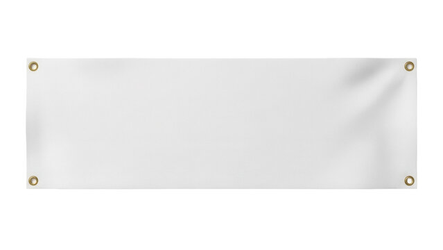 Blank vinyl banner with grommets isolated PNG, customizable advertising sign for events, promotions, and announcements on transparent background