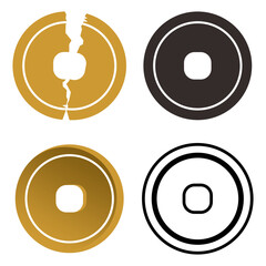 Gold Chinese Coin Set Icon
