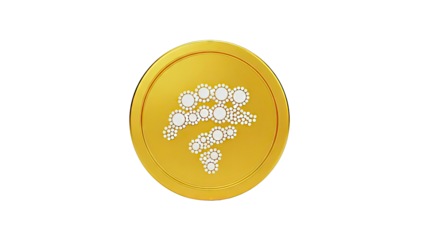 Golden IOTA Cryptocurrency Coin Isolated on White