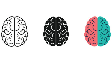 Brain illustration with different color schemes