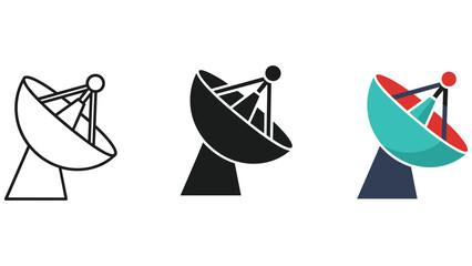 Satellite dish icons in various colors and styles