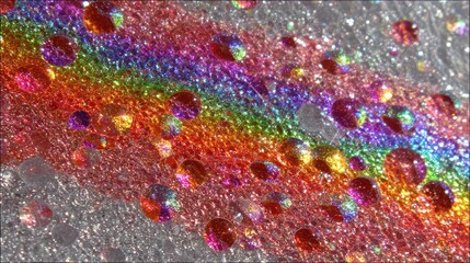 Macro Image of Bubbles Reflecting Rainbow Light on Sparkling Surface with Soft Focus Abstract Pattern and Colorful Iridescent Texture Background