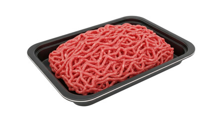 3d ground beef in a tray transparent background cutout png