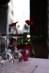 A refined black-and-white photograph of a table set for a formal meal