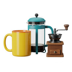 Coffee Brewing Equipment Set on Isolated Transparent Background