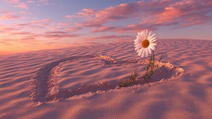 Vast desert landscape with neatly shaped dunes forming a heart pattern in the center,