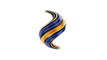 Abstract Swirling Blue and Gold Sculpture