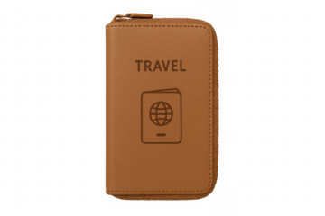 Leather travel passport wallet organizer with zipper