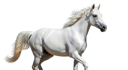 Fototapeta premium Majestic white horse in full gallop