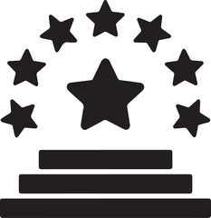 Black Stars on Pedestal Vector Graphic Icon - Award Symbol for Excellence and Achievement Recognition