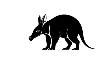 Fototapeta premium Kangaroo silhouette standing on white background