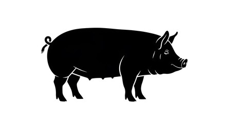Pig silhouette on white background