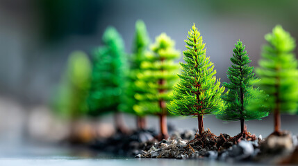 Promoting biodiversity and nature conservation, heavily defocused net zero carbon forests background, sustainability concept visualization, biodiversity ecosystems promoting enviro