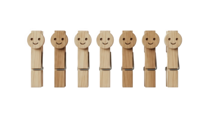 Wooden Clothespins with Smiling Faces