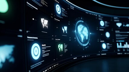 Global Data Analysis Interface on Curved Control Room Screens - Powered by Adobe