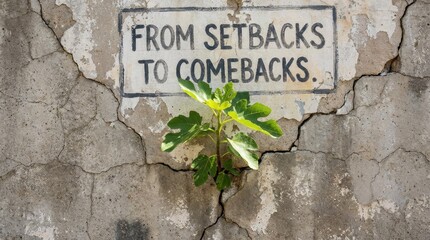  From Setbacks to Comebacks &ndash; Plant Growing Through Cracked Wall