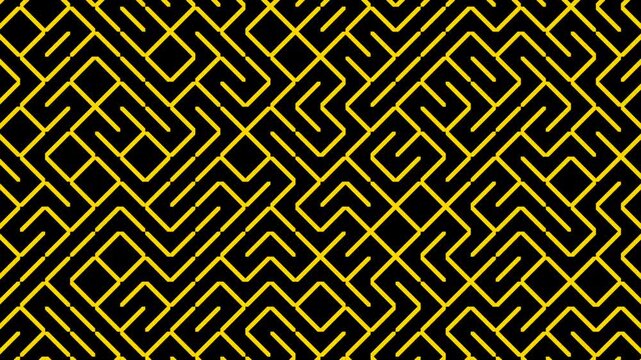 A loop animation geometric line pattern background,black and yellow color with motion blur