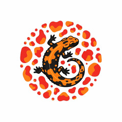 Vibrant Fire Salamander Illustration with Orange and Black Markings.