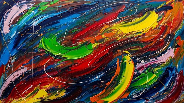 Abstract colorful background featuring a vibrant fractal swirl of rainbow circles and light patterns in a motion-filled fantasy vortex wallpaper design