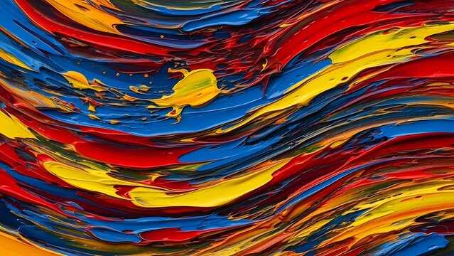 Abstract watercolor background with a colorful paint design featuring bright rainbow texture and artistic swirls of blue, red, and orange waves for a seamless vector wallpaper backdrop