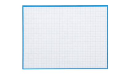 Blue grid board isolated PNG on transparent background, graph paper for mathematics, engineering, architecture and design projects